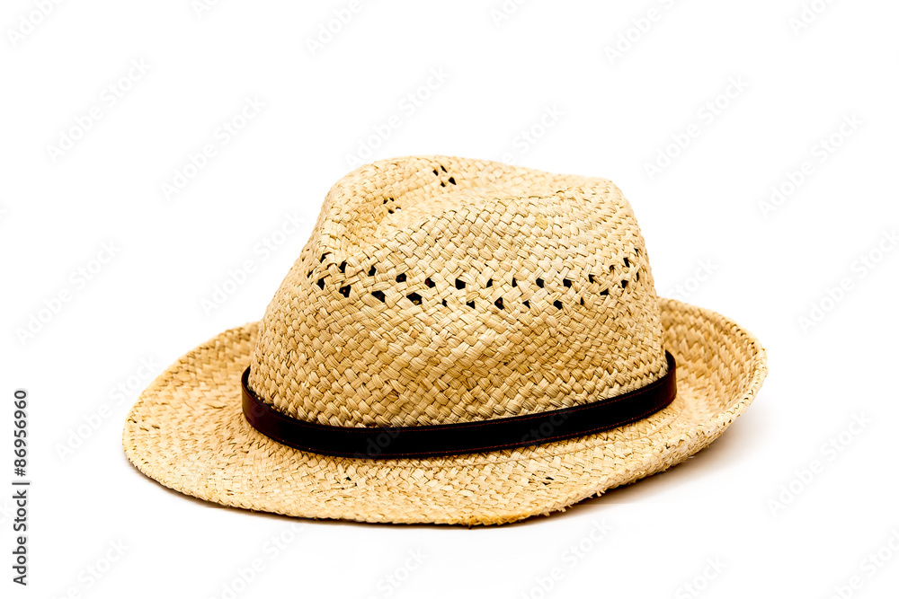 Simple straw hat isolated on white