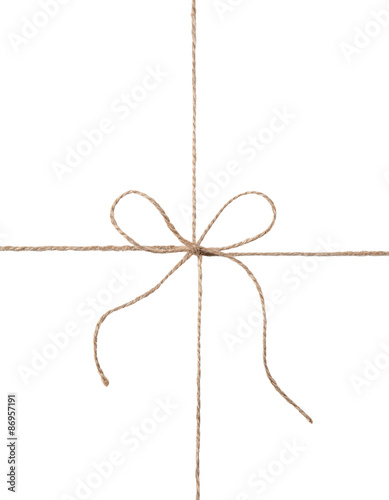 String and bow isolated on white background