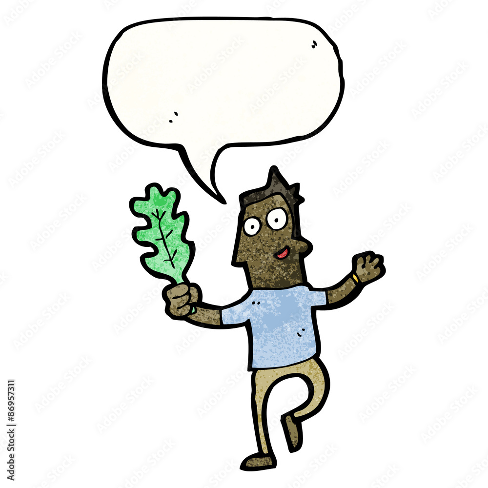Fototapeta premium cartoon man with leaf