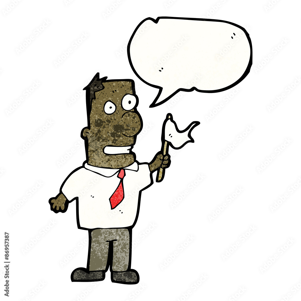cartoon office man waving white flag cartoon office man waving white flag