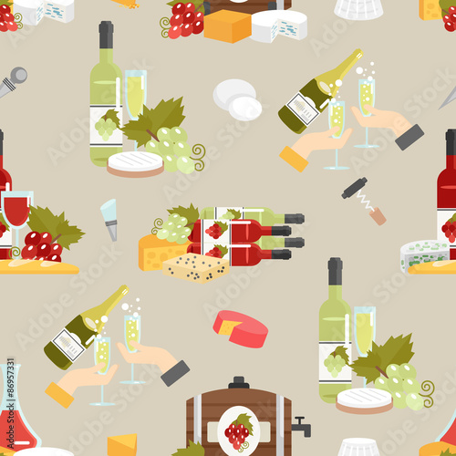 Cheese And Wine Decorative Pattern