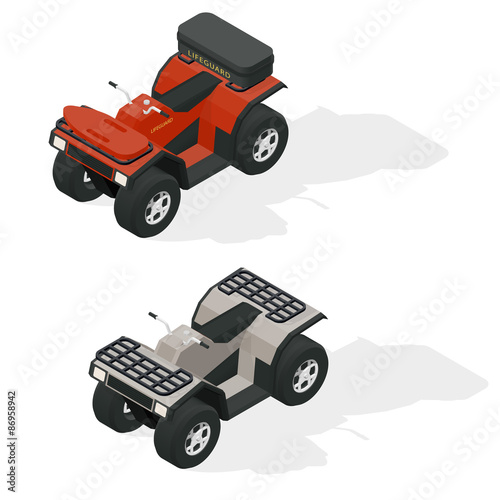 Quad bikes isometric icons set
