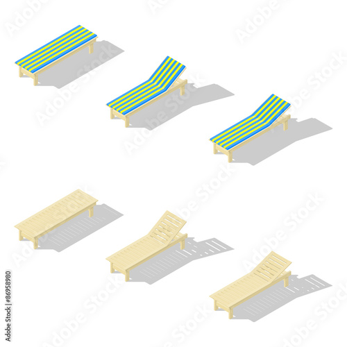 Sunbed isometric icons set