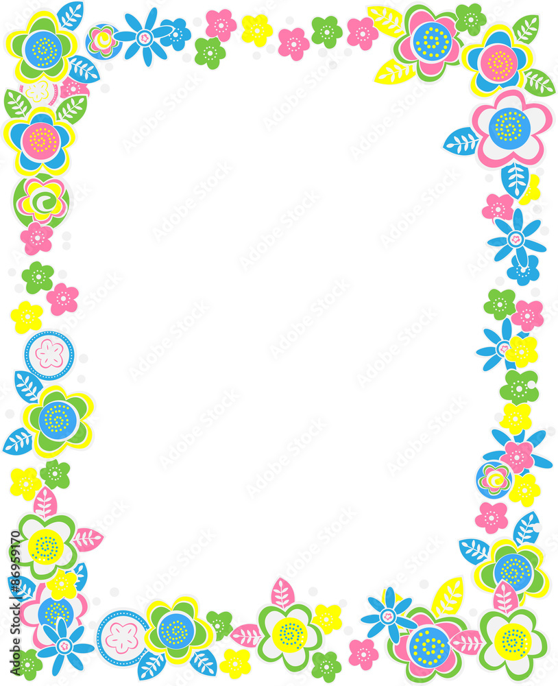 vector rectangular frame of flowers and pastel colors 