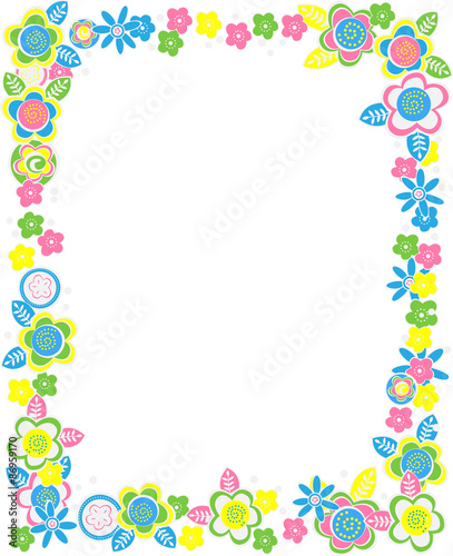 vector rectangular frame of flowers and pastel colors 