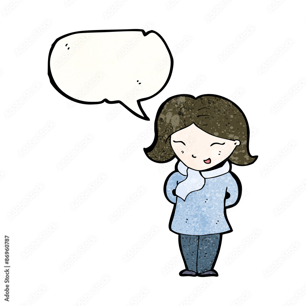 cartoon woman with speech bubble cartoon woman with speech bubble
