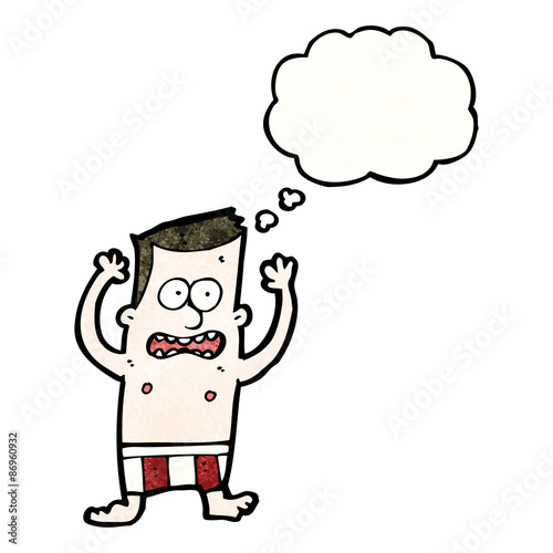 cartoon embarrased man in underwear