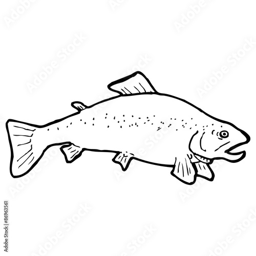 cartoon black and white fish drawing