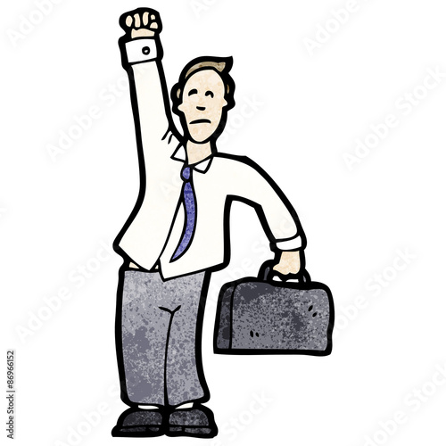 cartoon businessman punching air