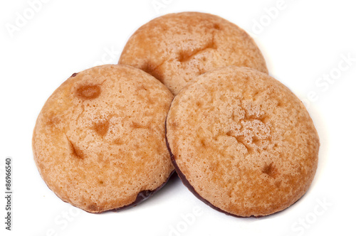 Cookies pile on white background