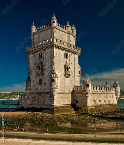 Belem tower on Tagus river,...