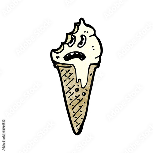 cartoon frightened ice cream cone