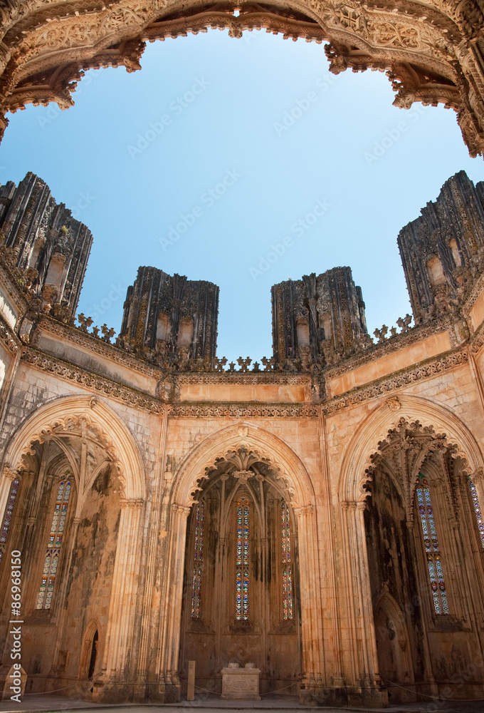 Interior of the famous abbey of Batalha, Portugal