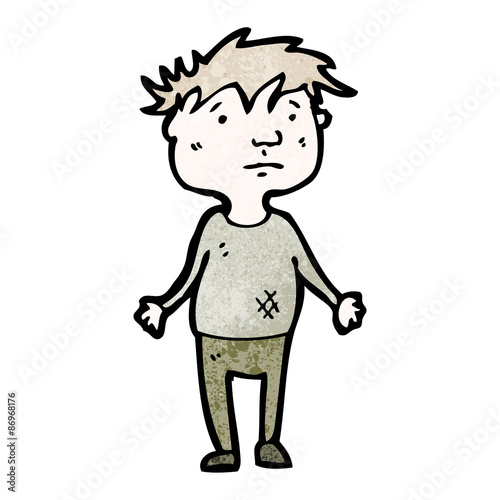 cartoon poor boy