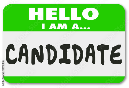 Candidate Name Tag Sticker Job Applicant Voting Election