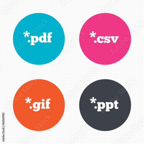 Document signs. File extensions symbols.
