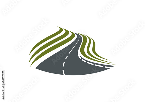 Highway road symbol with dividing strip