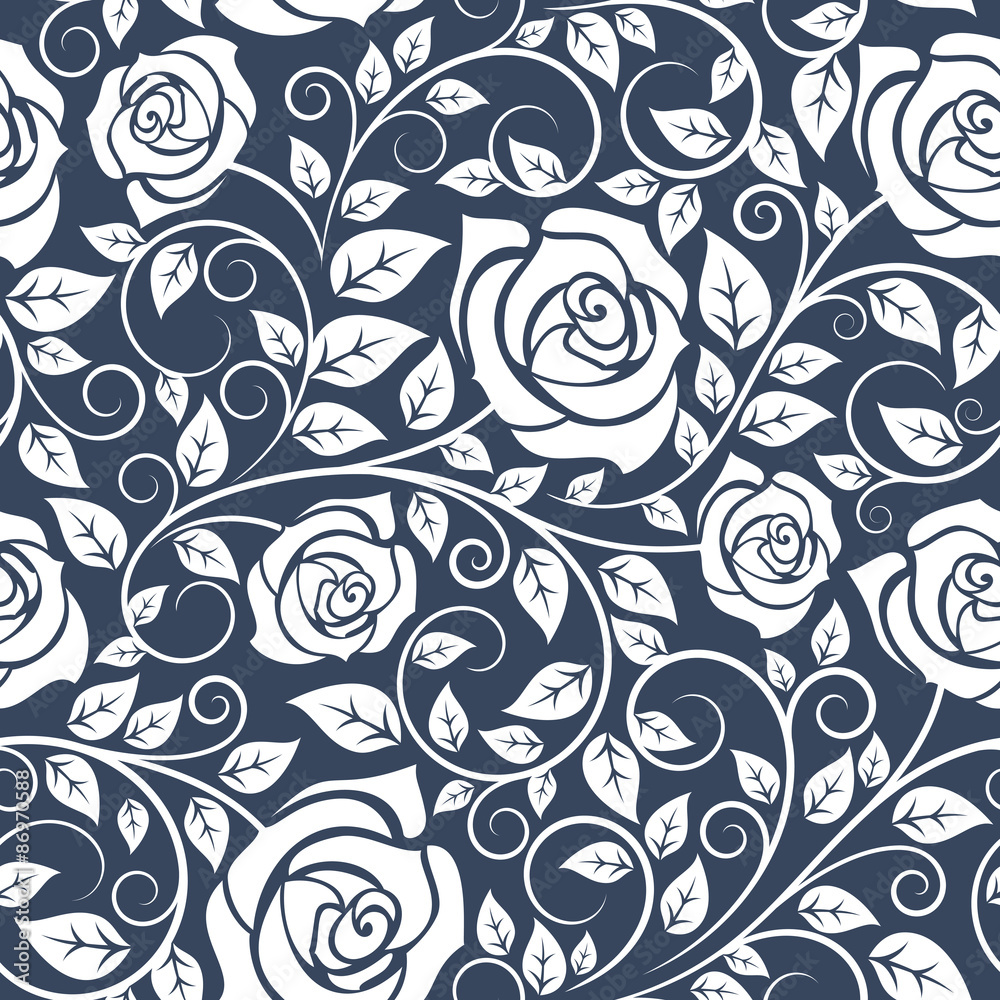 Seamles pattern with stems of white roses Seamles pattern with stems of white roses