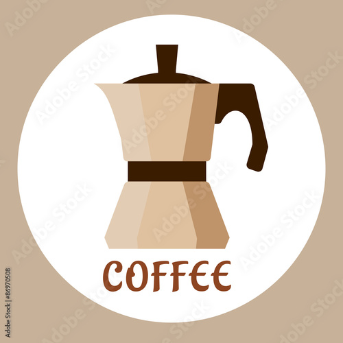 Flat beige coffee maker icon