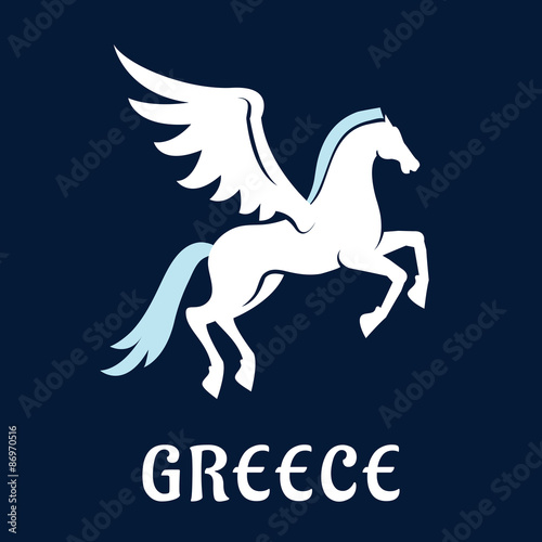 Flat greece Pegasus horse icon