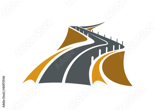 Mountain road over the precipice with steep slopes