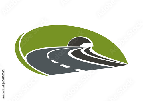 Icon of highway road with tunnel