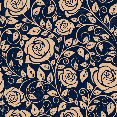Blooming roses floral seamless pattern