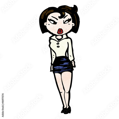 cartoon woman in short skirt