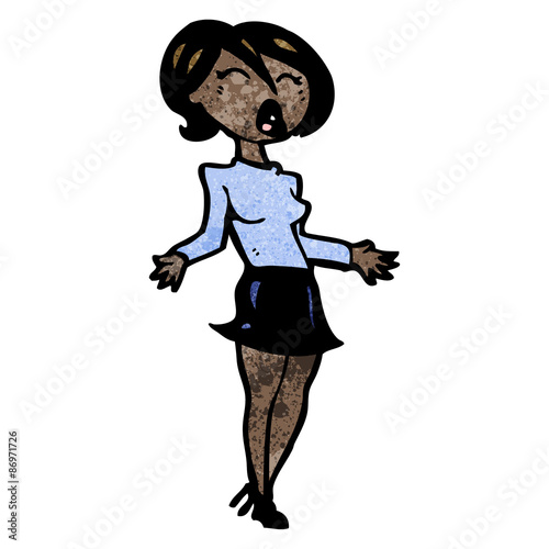 cartoon woman in short skirt