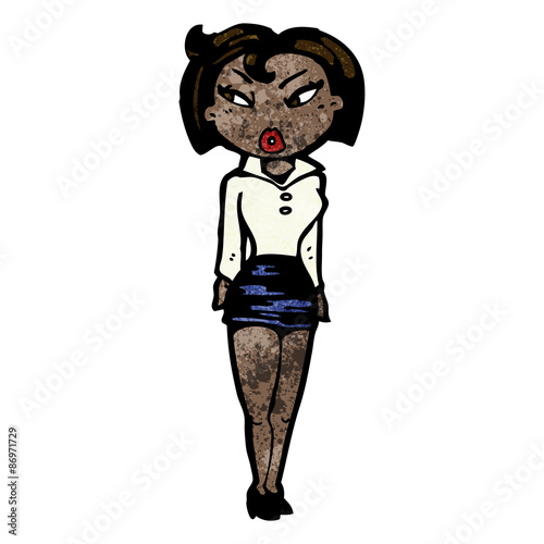 cartoon woman in short skirt