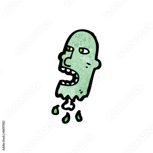 gross severed zombie head cartoon