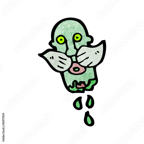 gross severed zombie head cartoon