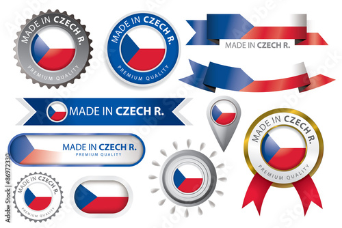 made in Czech Republic Seal Collection, Czech Flag (Vector Art)