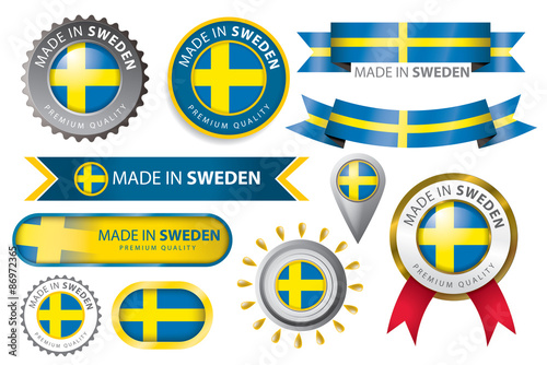 made in Sweden Seal Collection, Swedish Flag (Vector Art)