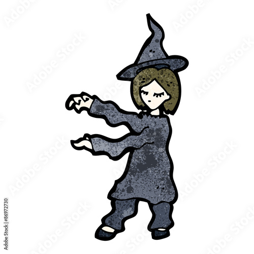 cartoon witch casting spell