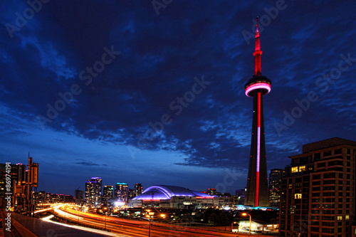 A view of Toronto skyline at dark