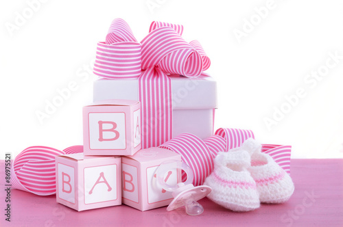 Baby shower Its a Girl pink gift photo