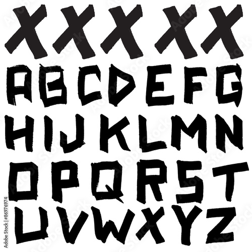 marker sketch font set graffiti