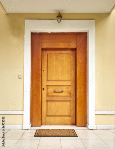 contemporary house wooden door, Athens Greece