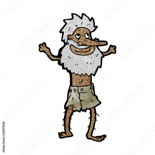 cartoon shipwrecked man