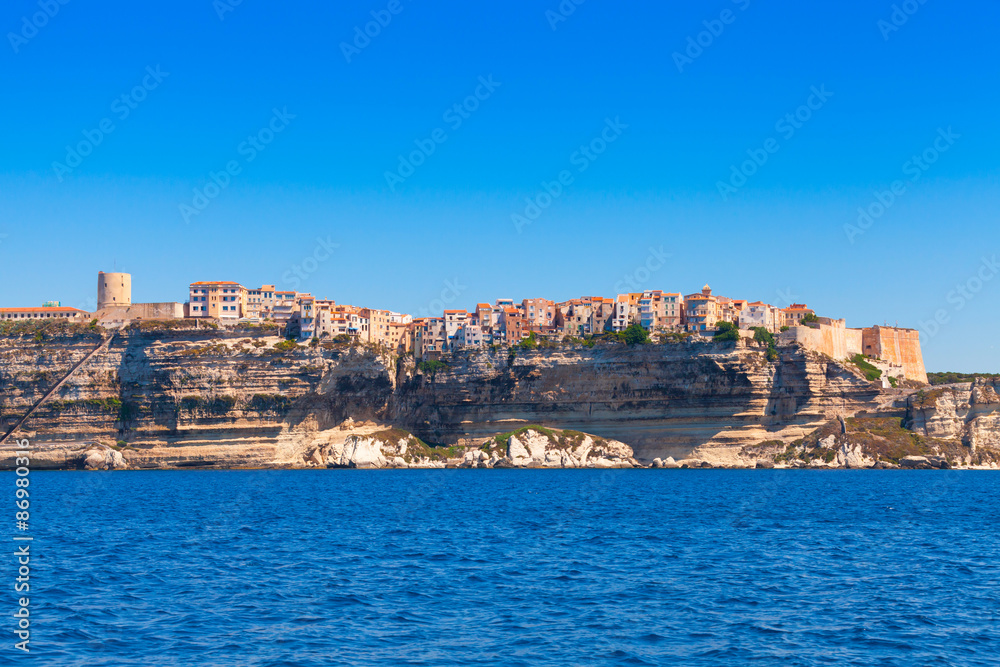 Houses on the cliff. Bonifacio, Corsica, France