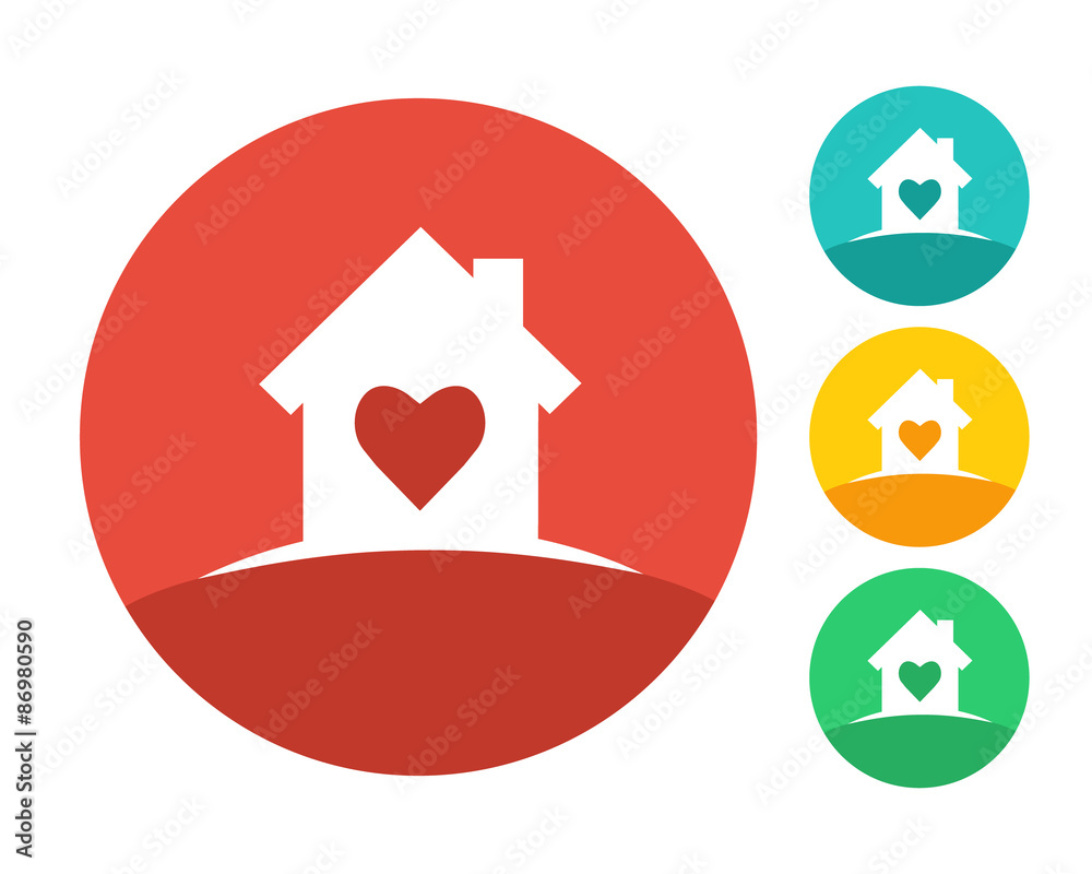 Real estate house logo concept with heart inside. Eps10 vector and color set. Real estate house logo concept with heart inside. Eps10 vector and color set.