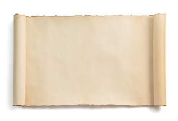 parchment scroll isolated on white