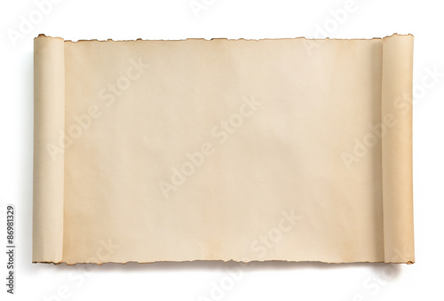 parchment scroll isolated on white photo