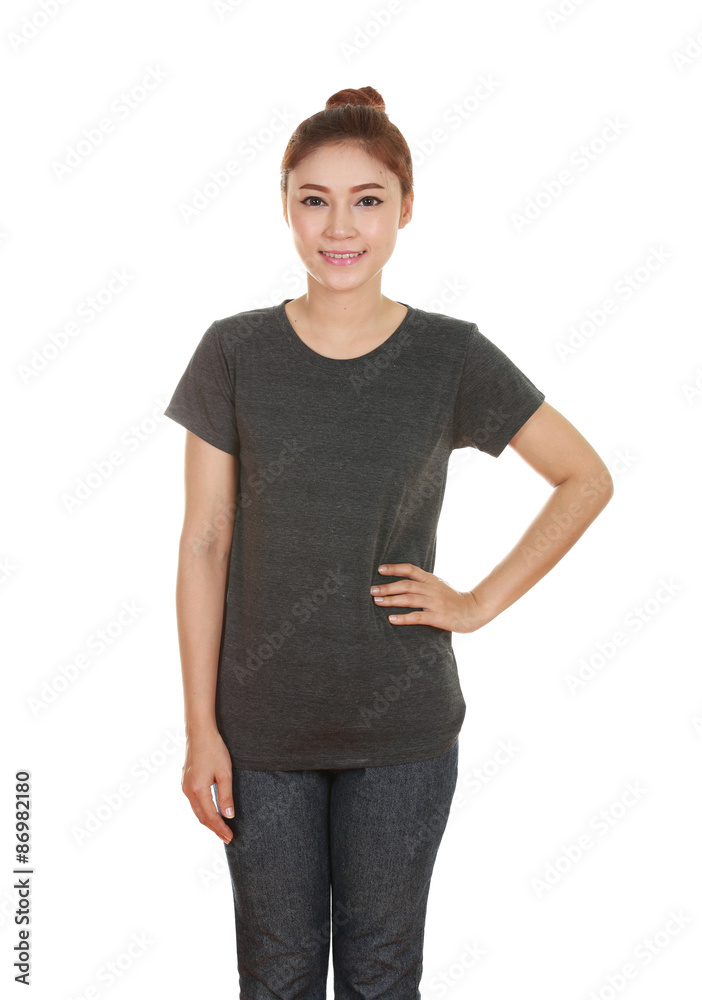 young beautiful female with blank t-shirt young beautiful female with blank t-shirt