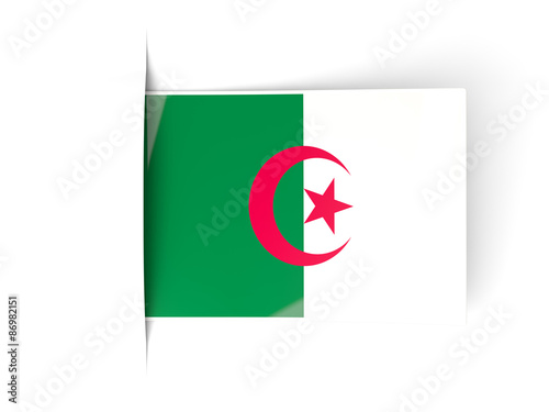 Square label with flag of algeria