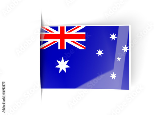 Square label with flag of australia