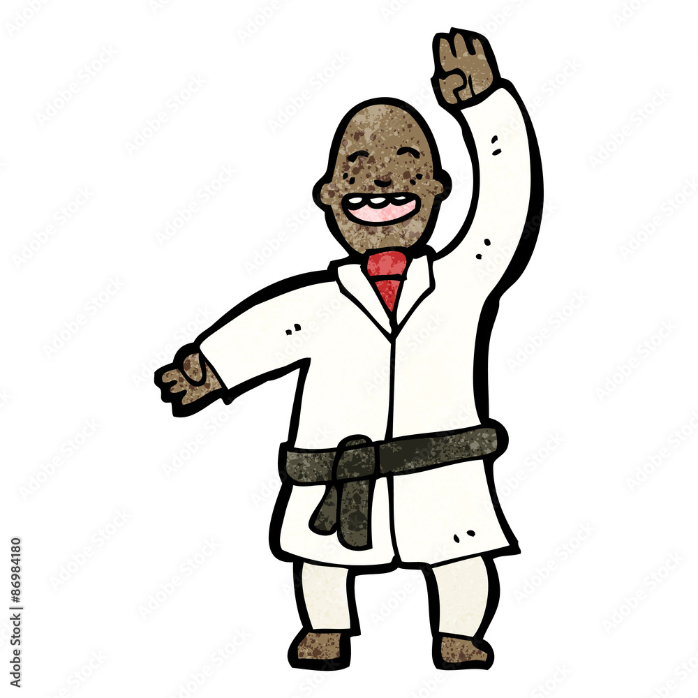 cartoon man judo chopping