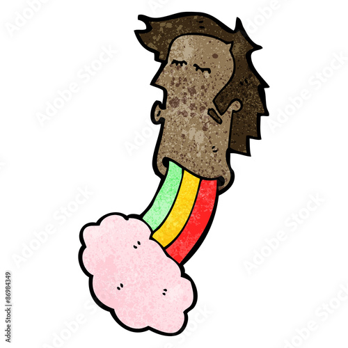 cartoon floating crazy drugs trip head
