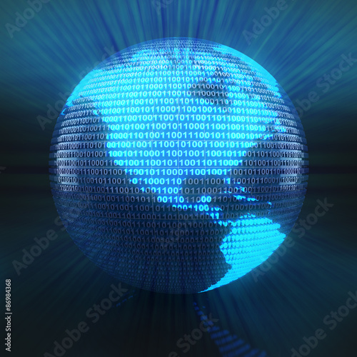 Digital globe with world map